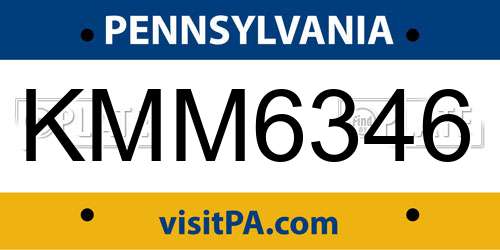 KMM6346 Pennsylvania License Plate