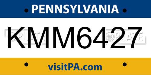 KMM6427 Pennsylvania License Plate