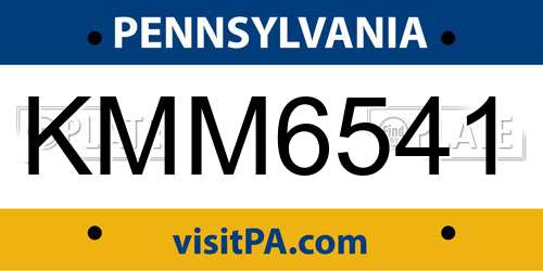 KMM6541 Pennsylvania License Plate