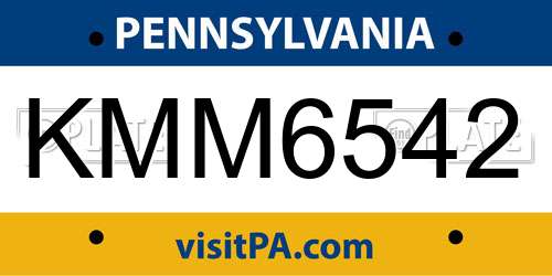 KMM6542 Pennsylvania License Plate