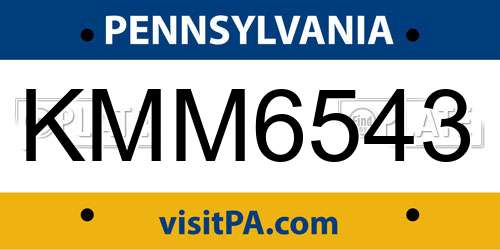 KMM6543 Pennsylvania License Plate