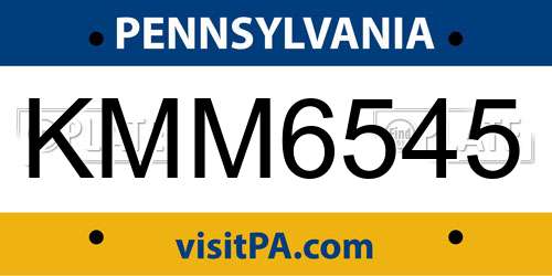 KMM6545 Pennsylvania License Plate