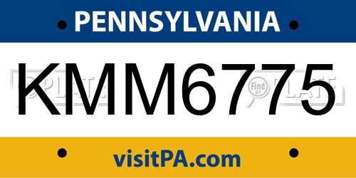 KMM6775 Pennsylvania License Plate