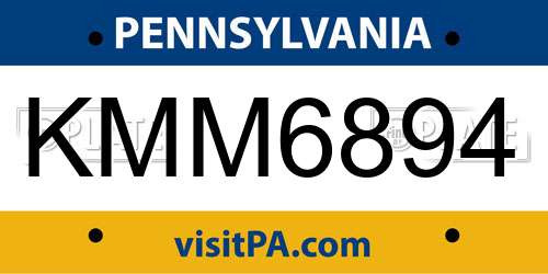 KMM6894 Pennsylvania License Plate