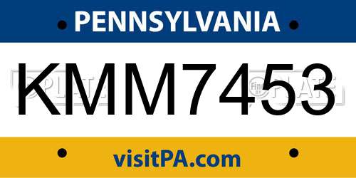 KMM7453 Pennsylvania License Plate