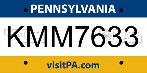 KMM7633 Pennsylvania License Plate