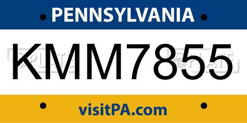 KMM7855 Pennsylvania License Plate