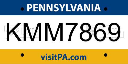 KMM7869 Pennsylvania License Plate