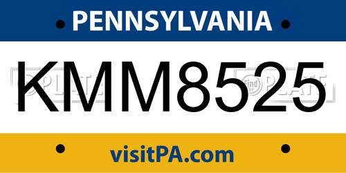 KMM8525 Pennsylvania License Plate