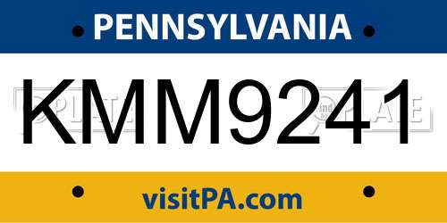 KMM9241 Pennsylvania License Plate