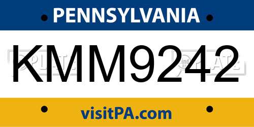 KMM9242 Pennsylvania License Plate