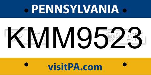 KMM9523 Pennsylvania License Plate