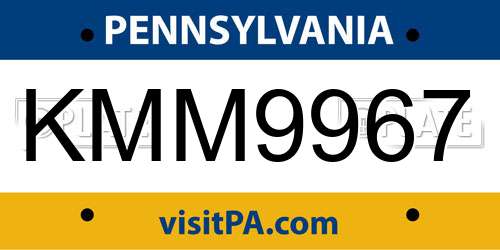 KMM9967 Pennsylvania License Plate
