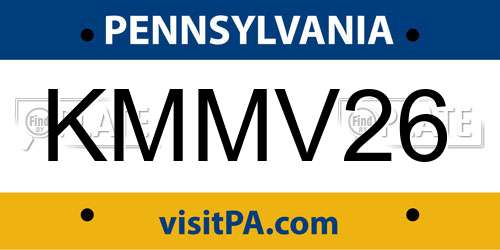 KMMV26 Pennsylvania License Plate