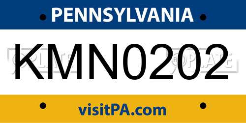 KMN0202 Pennsylvania License Plate