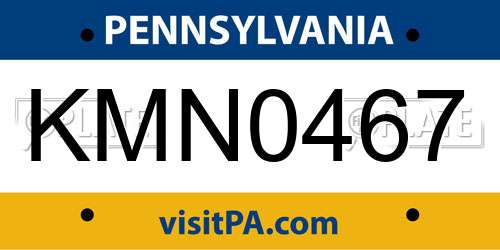 KMN0467 Pennsylvania License Plate