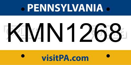 KMN1268 Pennsylvania License Plate
