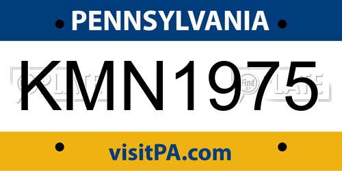 KMN1975 Pennsylvania License Plate