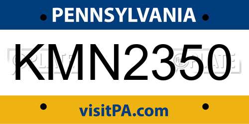 KMN2350 Pennsylvania License Plate