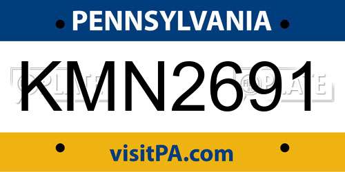 KMN2691 Pennsylvania License Plate