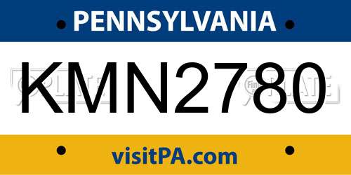 KMN2780 Pennsylvania License Plate