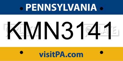 KMN3141 Pennsylvania License Plate