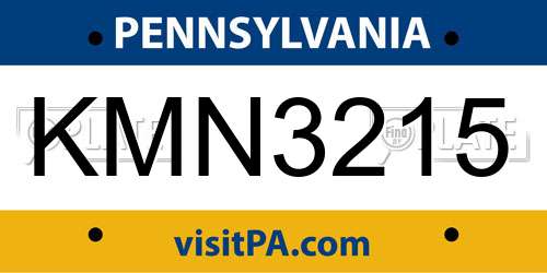 KMN3215 Pennsylvania License Plate