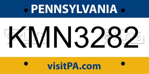 KMN3282 Pennsylvania License Plate