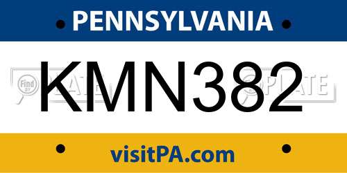 KMN382 Pennsylvania License Plate