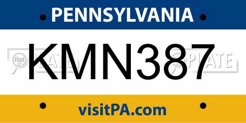KMN387 Pennsylvania License Plate