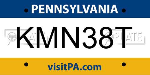 KMN38T Pennsylvania License Plate