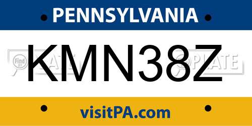 KMN38Z Pennsylvania License Plate