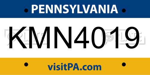 KMN4019 Pennsylvania License Plate