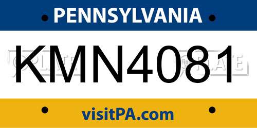 KMN4081 Pennsylvania License Plate