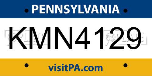 KMN4129 Pennsylvania License Plate