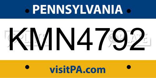 KMN4792 Pennsylvania License Plate