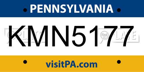 KMN5177 Pennsylvania License Plate
