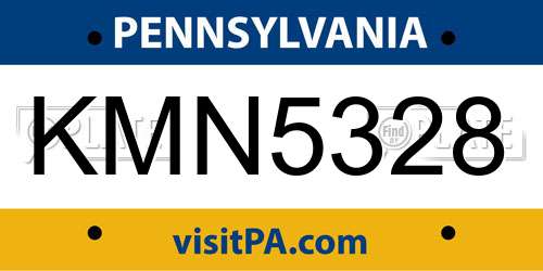 KMN5328 Pennsylvania License Plate