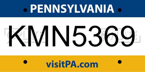 KMN5369 Pennsylvania License Plate
