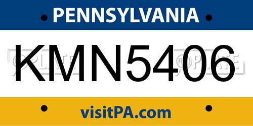 KMN5406 Pennsylvania License Plate
