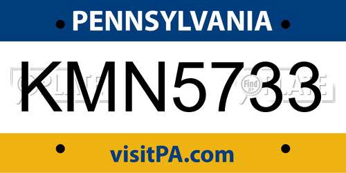 KMN5733 Pennsylvania License Plate
