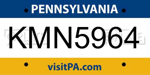 KMN5964 Pennsylvania License Plate