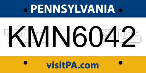 KMN6042 Pennsylvania License Plate
