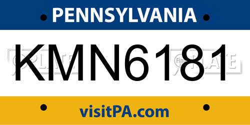 KMN6181 Pennsylvania License Plate