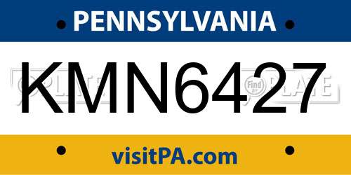 KMN6427 Pennsylvania License Plate