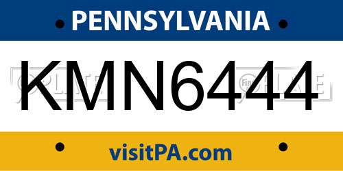 KMN6444 Pennsylvania License Plate