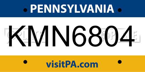 KMN6804 Pennsylvania License Plate