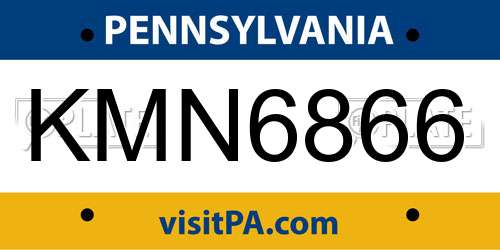 KMN6866 Pennsylvania License Plate