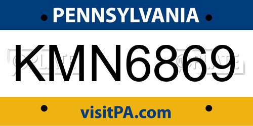 KMN6869 Pennsylvania License Plate