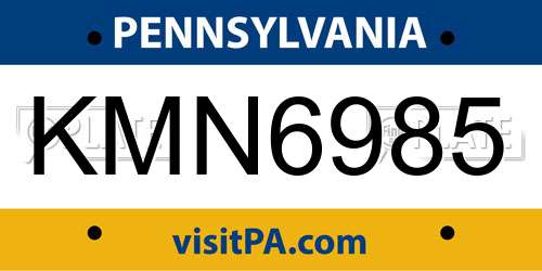 KMN6985 Pennsylvania License Plate